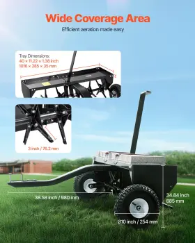 Vevor 197988129219 40-inch Tow Behind Plug Aerator With Universal Hitch Lawn