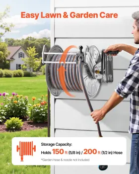 Vevor 197988154853 Wall Mounted Garden Hose Reel Holds 150 Ft 5/8-inch Water Winder Heavy-d