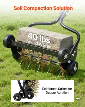 Vevor 197988180692 18 Inch Manual Push Lawn Aerator With Wheels Heavy Duty 40lb Weight
