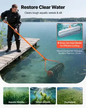 Vevor 197988183822 Lake Weed Roller 20 Ft Pond Remover Muck Razer With Steel Blades