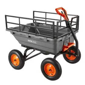 Vevor 197988189022 1500lbs Garden Dump Cart 15 Cu Ft Poly Yard Wagon With 2-in-1 Handle Quick