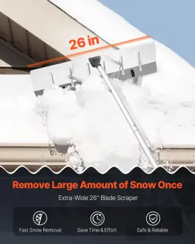 Vevor 197988354116 7.5-20 Ft Snow Roof Rake With Wheels 26 In Aluminum Blade Lightweight