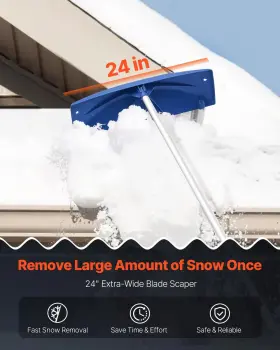 Vevor 197988357759 Vevorsnowroofrake 24inppplasticblade 3.8-18.2ftadjustableroofsnowscraperwithwhee