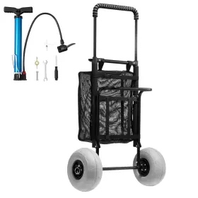 X14.6 Vevor 197988383833 Beach Dolly With Big Wheels For Sand 20.1 Inch Cargo Deck 9 Balloon