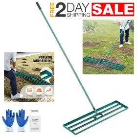 Vevor 197988396925 48 Inch Heavy Duty Metal Lawn Leveling Rake For Grass Yard 78 Extended Handle