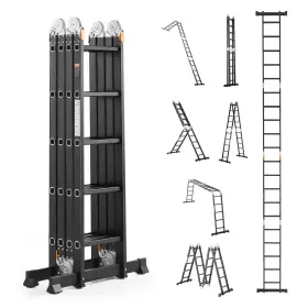 Vevor 197988480297 Multi-purpose Folding Ladder 7-in-1 5 Step 19ft Reach Height For Work