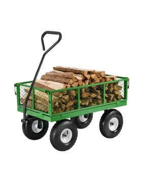 Vevor 197988656845 Heavy Duty Steel Garden Cart 680 Lbs Pullable Outdoor Utility Wagon Wheels