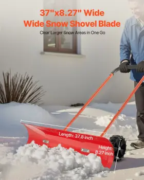 Vevor 197988696360 Snow Pusher Shovel With Wheels 37.8 In Plastic Winter Plow For Driveway