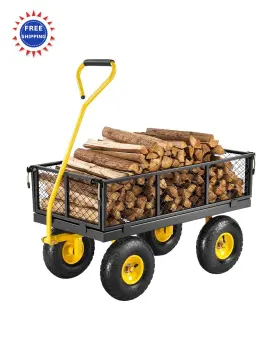 Vevor 197988836087 500 Lb Steel Garden Cart Heavy Duty Wagon Carts 10 Terrain Tires Mesh