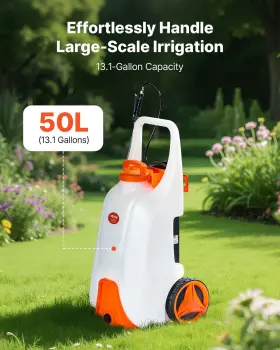 Vevor 197988879756 13.1gal Battery Powered Sprayer With Cart Wheeled 0-80 Psi Electric Weed