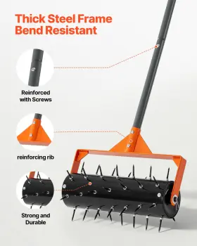 Vevor 197988916260 15in Rolling Lawn Aerator 42 Spikes Fillable Drum With 60in Handle