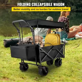 Vevor 445051529569 Collapsible Wagon With Canopy 220lbs Foldable Stroller For Kids Be #2