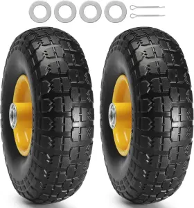 Vevor 445055453433 2-pack 10-inch Solid Rubber Tires And Wheels 4.10/3.50-4 Inch Flat Free Tub