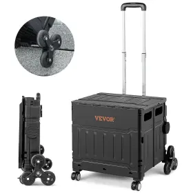 Vevor 840281566136 Stair Climbing Cart 53l Foldable Shopping With Lid And Adjustable Handle