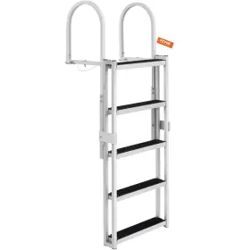 Vevor 840281575473 Dock Ladder Retractable 5 Steps 350 Lbs Load Capacity Aluminum Alloy Po