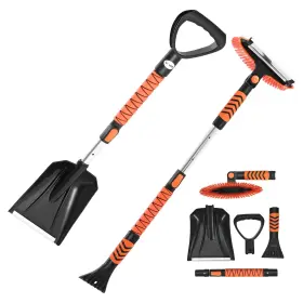 B0fscv2tgc Vevor Snow Shovel And Brush 42 In Extendable Snows Broom Ice Scraper Wit