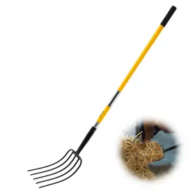F102-5 Vevor 5 Tines Garden Fork Fiberglass Handle 57 In Digging Spading Pitchfork