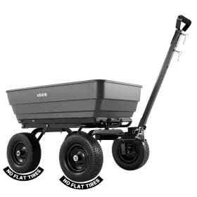Gc-018d Vevor Garden Dump Cart 1200 Lbs 6 Cu. Ft. Poly With 2-in-1 Handle