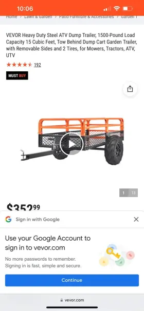 Hytcwgk15cuftpb5g Vevor Dump Trailer Tow Behind Cart 1500 Lbs 15 Cu. Ft. Steel Construction