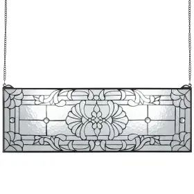 Vevor Nc-sg09 Stained Glass Window Panel 35.2 Inch X 13 Tiffany Style Hanging Transom W