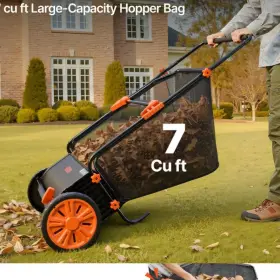 Vevor S19-002a Push Lawn Sweeper 26 In 7 Cu Ft Adjustable Brush Quick-release