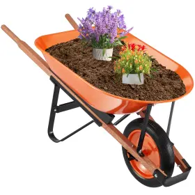 Wb-1000 Vevor Wheelbarrow Cart One Wheel Garden Dump 330 Lbs Yard Utility
