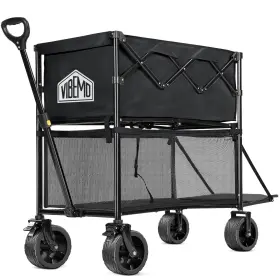 Vb-gc03 Vibemo Wagon Cart 400l Foldable Double Decker 450lbs Heavy Duty Garden