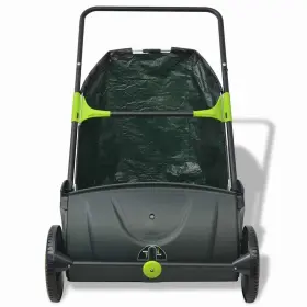 142355 Vidaxl Lawn Sweeper Black And Green Pp Body Medium Height-adjustable