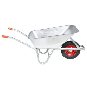 4013467 Vidaxl Wheelbarrow Silver Red Galvanized Steel Plastic Large Durable