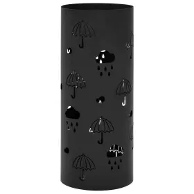 Vidaxl 718475613138 Umbrella Stand Black Powder-coated Steel Medium Decorative Inlays