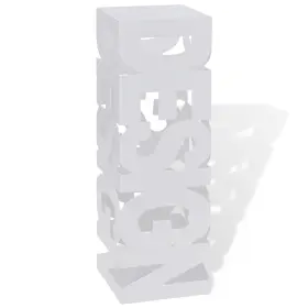 Vidaxl 718475954668 White Square Umbrella Stand Storage Holder Walking Stick Steel 19.1 Inch