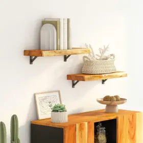 Vidaxl 721012089495 Natural Acacia Wood Wall Shelf 16x8 Stylish Decorative Inlays Home Decor