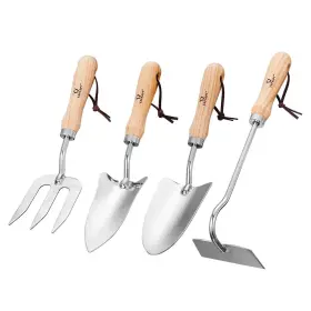 Vilivit 726587057472 Garden Hand Tool Set Stainless Steel Tools With Wood Handle Trowel Hoe Shear