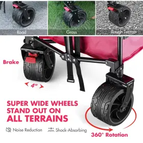 Villey 820909681595 Collapsible Folding Wagon With Big Wheels Enlarged 225lbs Capacity All Terr #3