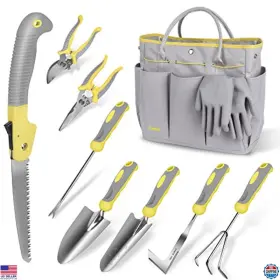 Hd-j-0014 Visit The Carsolt Store 10-piece Stainless Steel Gardening Tool Set With Bag And Gloves - Ideal Gift