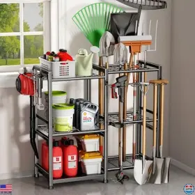 B0d4ykks67 Visit The Cicufy Store Heavy-duty Metal Garden Tool Organizer - Storage Rack For 70 Shovels Rakes