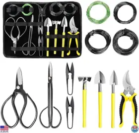 B08ckdgbn8 Visit The Mosfiata Store 13-piece Bonsai Tool Set - High Carbon Steel Gardening Tools In Pu Bag