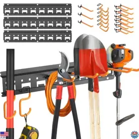 D-2368 Visit The Unaikoo Store Heavy-duty Wall-mounted Garden Tool Organizer - 48 Inch Rack Adjustable Hooks