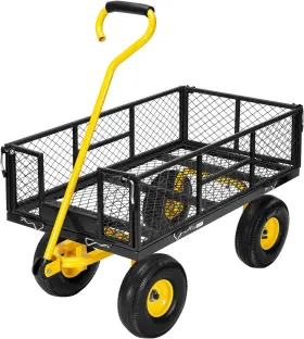 Vh524-bk Vivohome Heavy-duty 880 Lbs Steel Garden Cart Folding Utility Wagon With Removable Side