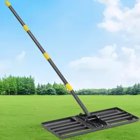 Vriezop 705353344084 Lawn Leveling Rake Tool - 30 Inch X10 Heavy Duty Stainless Steel Leveler Foldable An