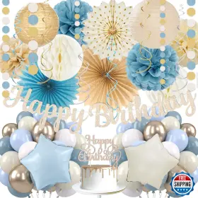B0fgw6plbf Vztipki Dusty Blue Beige Champagne Women Birthday Decorations Boho Neutral Boys Girls B