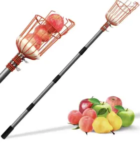 Walensee 313104773757 Adjustable Handle Fruit Picker Stainless Steel Pruning Tool 5.5 Feet