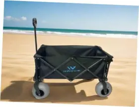 Waque 850075744022 Folding Utility Wagon Cart Tires For Sand Heavy Duty Beach Garden Black