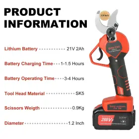 Wbllg 724156207020 Electric Pruning Shears Cordless Battery Powered Tree #2