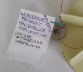 Fl1500le Weedeater Feather-lite Model 1500le Used Part - Impeller With Mounting Nut/washer #3