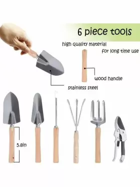 Wekity 629721832297 9 Pcs Garden Tools Set Ergonomic Wooden Handle Sturdy Stool With Detachable Tool #2