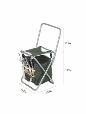 Wekity 629721832297 9 Pcs Garden Tools Set Ergonomic Wooden Handle Sturdy Stool With Detachable Tool #3