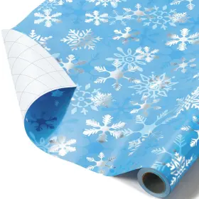 B0f4x2bh3c Wernnsai Christmas Wrapping Paper Roll 17in X 33ft Blue Snowflake Gift Wrap