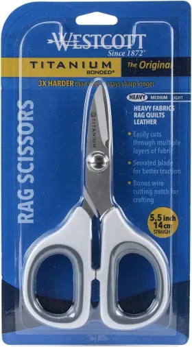 16108 Westcott 5.5 Inch Rag Snips Crafting Quilting And Sewing Single White/grey