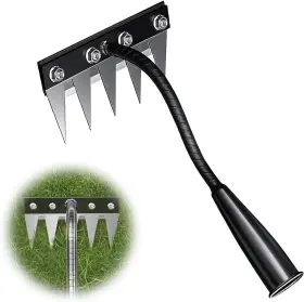 Win&ying 313023975980 Iron Weeding Rake 5-teeth Detachable Gardening Hand Weeder Tool Ergonomic Grip